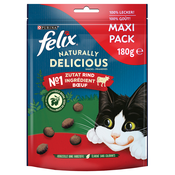 3 + 1 gratis! Felix prigrizki za mačke - Naturally Delicious: govedina z jagodami goji (180 g x 4)