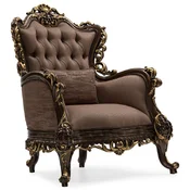 Casa Padrino luxury baroque living room armchair gray/brown/gold - Handmade baroque style armchair with decorative pillow - Luxury living room furniture in baroque style - Baroque furniture