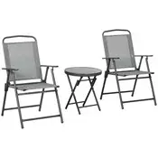 Homestar Bistro komplet 1 miza in 2 zložljiva stola 535x64x93 cm siva