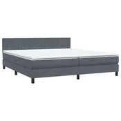 Vidaxl Box spring postelja z vzmetnico temno siva 180x210 cm žamet