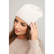 Kesi Womens winter hat with ribbed knit made of wool K471 beige