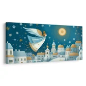 Slika božična pokrajina z angelom - 60x30