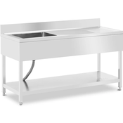 Pomivalno korito - 1 umivalnik - iz nerjavečega jekla - 160 x 60 x 97 cm - Royal Catering
