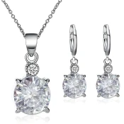 Komplet Okrogli Kristal - Srebrna KP29899