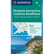 shumee Penisola Sorrentina, Costiera Amalfitana / Sorrentinski polotok, Amalfijska obala. Vodotesen zemljevid 682. Izdaja 2023. Kompass