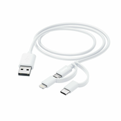 HAMA 3-u-1 multifunkcionalni kabel za punjenje, USB-A - Micro-USB, USB-C i Lightning, 1,0 m, bijeli