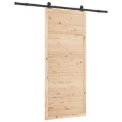 Vidaxl Drsna vrata Naravna 90 x 208 cm Trdna borovina