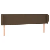 Vidaxl Vzglavje z ušesi temno rjavo 183x23x78/88 cm blago