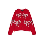 VERO MODA Pletena jopa rdeča / srebrna