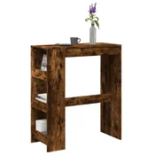 vidaXL Barska miza s policami dimljen hrast 90x40x103,5 cm inž. les