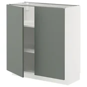 METOD Podni element s policama/2 vrata, bela/Nickebo mat sivozelena, 80x37 cm