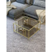 Hanah Home Bakü klub sto 75 × 45 × 75 cm, zlatna / bronzano staklo
