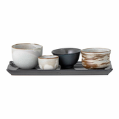Set od 4 keramicke zdjele a pladnjem za sushi Bloomingville Masami