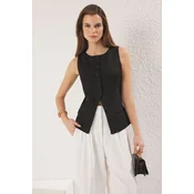 Trendyol Black Fleto Pocket Detailed Buttoned Regular Knitted Vest