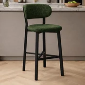 Hanah Home barska stolica Luna, zelena tkanina od poliestera i lana