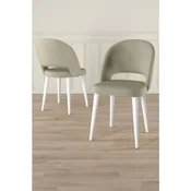 Hanah Home set trpezarijskih stolica Pane 8 kom, krem tkanina Babyface, bele metalne noge