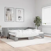 shumee Izvlečna dnevna postelja z vzmetnicami sv. siva 90x190 cm blago
