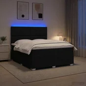 vidaXL LED posteljni pod z vzmetnico Črna 160 x 200 cm Blago
