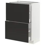 METOD/MAXIMERA Podstavna omarica z 2 predaloma, bela/Nickebo mat antracitna, 60x37 cm