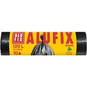 Vreča za smeti, 120 l, 10 kosov, 70 x 100 cm, 17 µ, ALUFIX Economy, črna, 10 kosov