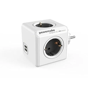 ALLOCACOC PowerCube Original USB 4xSchuko + dual USB - 1202GY/DEOUPC  4 uticnice, Bela/siva