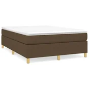 Vidaxl Posteljni okvir z vzmetmi temno rjav 140x190 cm blago