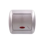 shumee Stopniščno stikalo Simon Akord z osvetlitvijo 10 AX, 250V vijačni priključki metaliziran aluminij AW6L/26