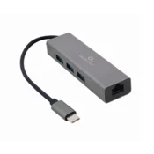 Adapter-konverter USB Tip C 3.1 na RJ45 10/100/1000 + 3 x USB 3.0 Aluminijum Gembird
