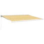 Vidaxl Zložljiva tenda rumena in bela 4,5x3 m blago in aluminij