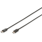 DIGITUS Digitus USB kabel USB 2.0 USB-C vtič\, USB-C vtič 3.00 m črna prilagodljiv\, zaščita iz folije\, pletena zaščita\, zaščiten\, dvojno oklopljen\, z USB-jem AK-300138-030-S, (20416038)