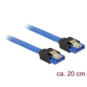 Delock SATA kabel, 6 Gb/s, žensko-žensko, ravan, 20 cm, plavi s pozlacenim konektorima