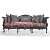 Casa Padrino Luxury Baroque Sofa Gray/Red/Antique Black - Magnificent Baroque Style Living Room Sofa - Luxury Living Room Furniture in Baroque Style - Baroque Furniture - Noble & Magnificent