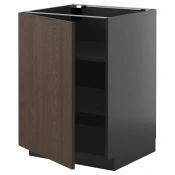 METOD Podni element s policama, crno-siva/Sinarp smeda, 60x60 cm