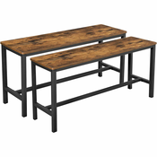 VASAGLE komplet 2 notranjih klopi v industrijskem slogu za jedilnico, 108 x 32,5 x 50 cm