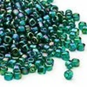 Kašaste perle (seed beads) 4 mm providna AB tamno zelena