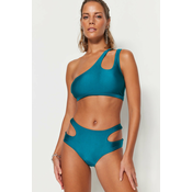 Trendyol Petrol Cut Out/Window High Waist Normal Leg Bikini Bottom