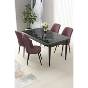 Hanah Home Set Trpezarijski sto i 4 stolice Nil, Prljavo roze