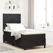 vidaXL Postelja z vzmetnico Črna 100x200 cm Žamet