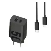 MOTOROLA TURBOPOWER punjač za mrežu s USB i Type-C priključkom, 50 W, PD brzi punjač + Type-C kabel, CRNA MOTOCHAR50W