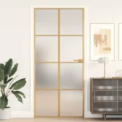 vidaXL Notranja vrata ozka zlata 93x201,5cm kaljeno steklo in aluminij