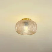 Lindby stropna svetilka Hildur, O 25 cm, jantar, steklo - Dnevna soba/jedilnica - jantar, medenina