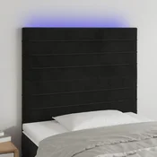 Vidaxl vidaXL Vzglavje postelje z LED diodo črno 90x5x118/128 cm žamet