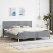 Okvir kreveta s madracem Svijetlo siva 200 x 200 cm tkanina