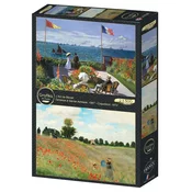Grafika - Puzzle 2x500 Monet: Terasa pri Sainte-Adresse in Poppy - 500 kosov