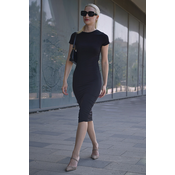 Madmext Black Basic Half Turtleneck Long Dress