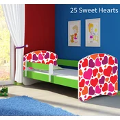 Djecji krevet ACMA s motivom, bocna zelena 160x80 cm 25 Sweet hearts