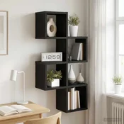 vidaXL Stenska polica Montaža za steno Črna 39 x 15 x 76 cm
