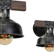 Stenska svetilka FARO ČRNO/LES 1xE27 60W