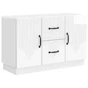 Vidaxl Strani šal Bela visok sijaj 89 x 34,5 x 57 cm Inženirski les