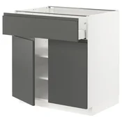 METOD / MAXIMERA Podni element s fiokom/2 vrata, bela/Voxtorp tamnosiva, 80x60 cm